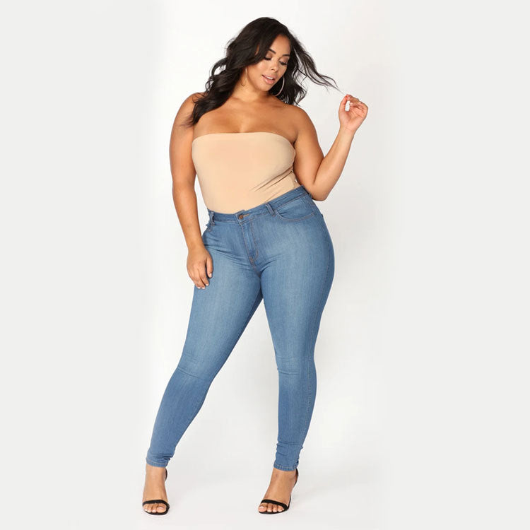 Grande taille nouvelle mode haute élastique Denim Skinny pantalon femmes