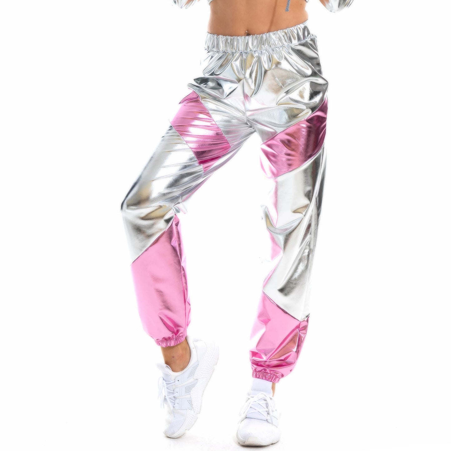 Trousers Women Bronzing Multi-Color Mosaic Pocket Loose Women Street Pants