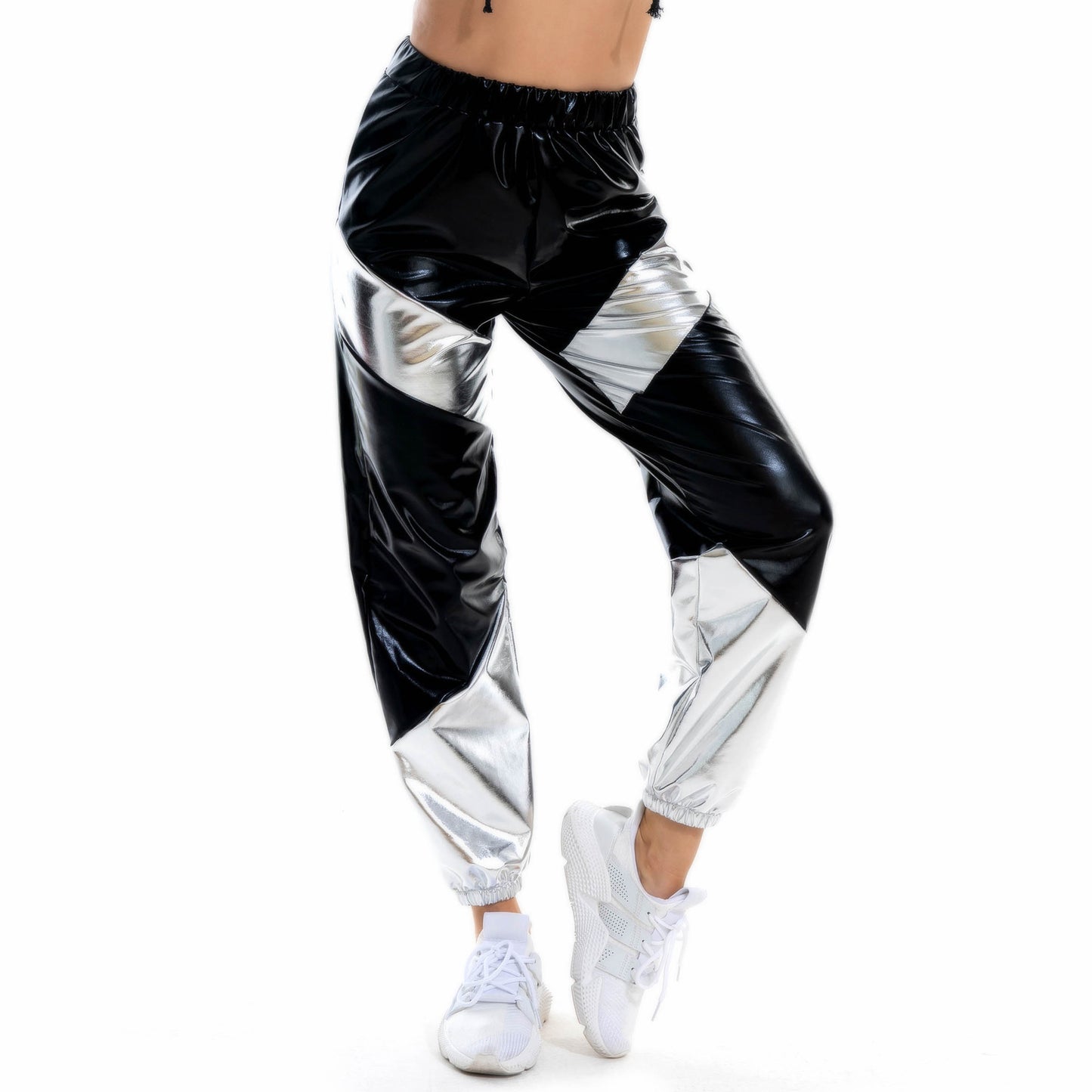 Trousers Women Bronzing Multi-Color Mosaic Pocket Loose Women Street Pants