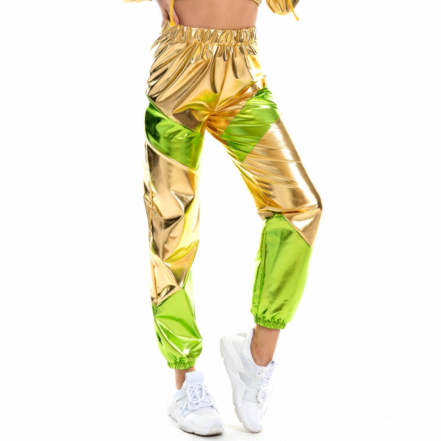 Trousers Women Bronzing Multi-Color Mosaic Pocket Loose Women Street Pants