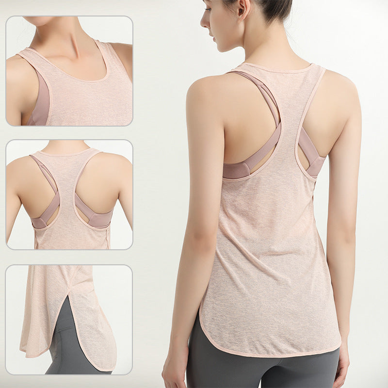 Gilet de sport femmes vêtements d'extérieur longue course vêtements de Fitness sans manches T-shirt à séchage rapide vêtements de Yoga en vrac haut