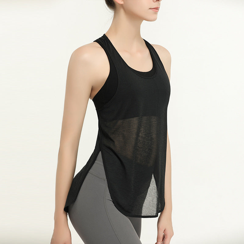 Gilet de sport femmes vêtements d'extérieur longue course vêtements de Fitness sans manches T-shirt à séchage rapide vêtements de Yoga en vrac haut