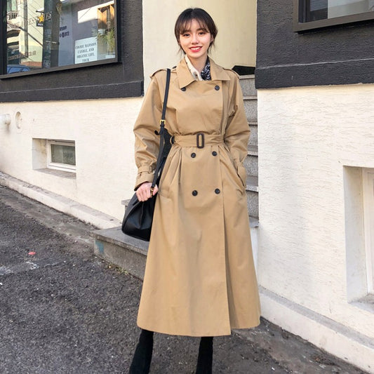Slim Fit Waist Women Coat Mid-Length Casual Trench Coat Women