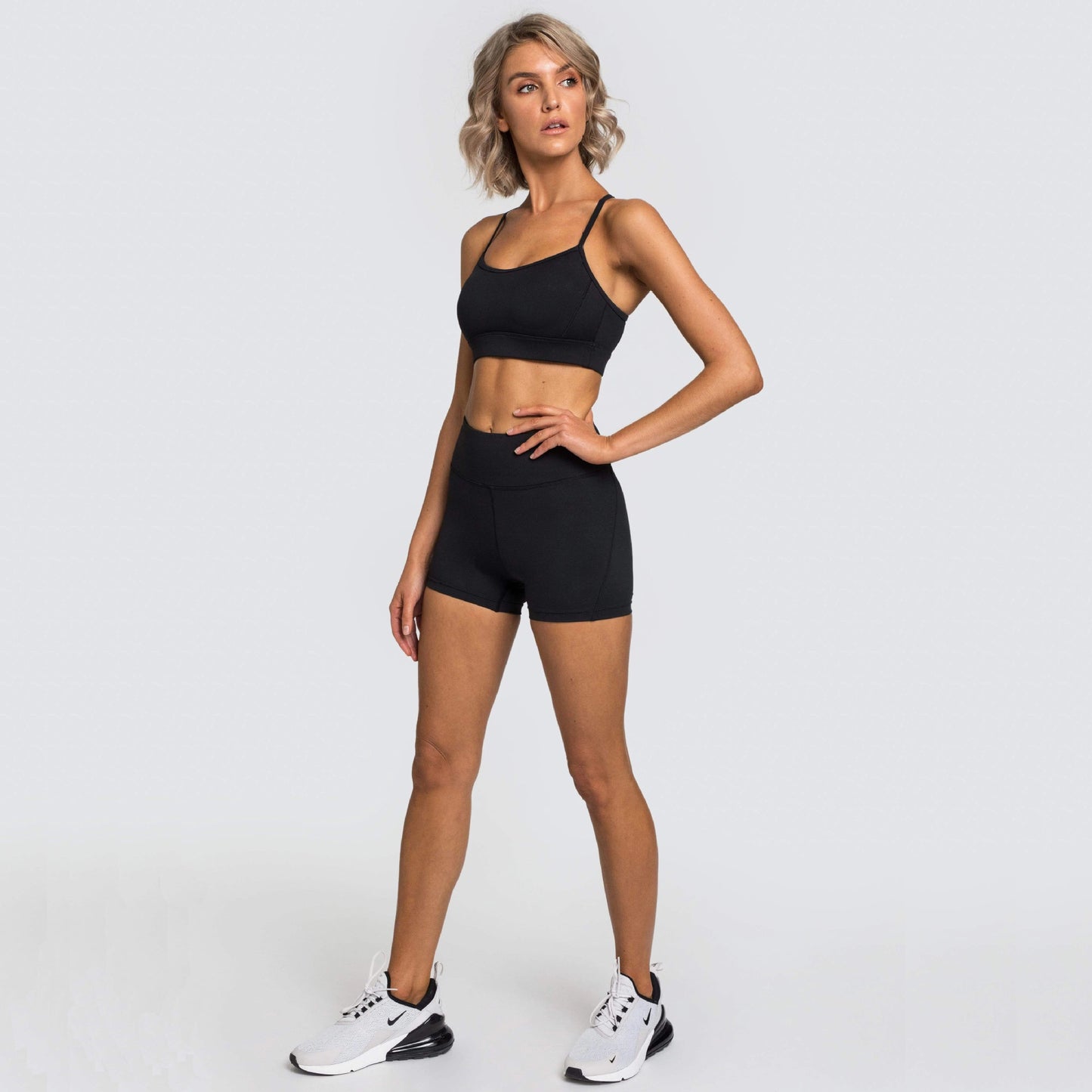 Yoga Two Piece Set Summer Women Adjustable Bra Shorts Workout Exercise Outfit
