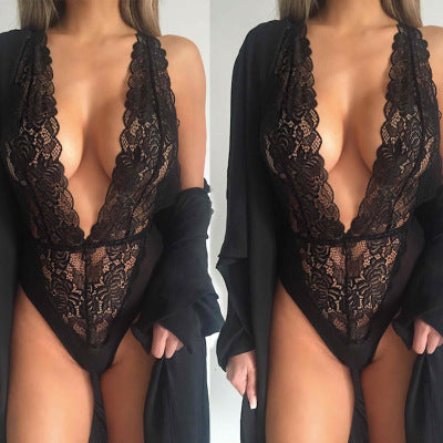 Set di lingerie sexy monopezzo trasparente a tre punti Tentazione Indumenti da notte sexy trasparenti