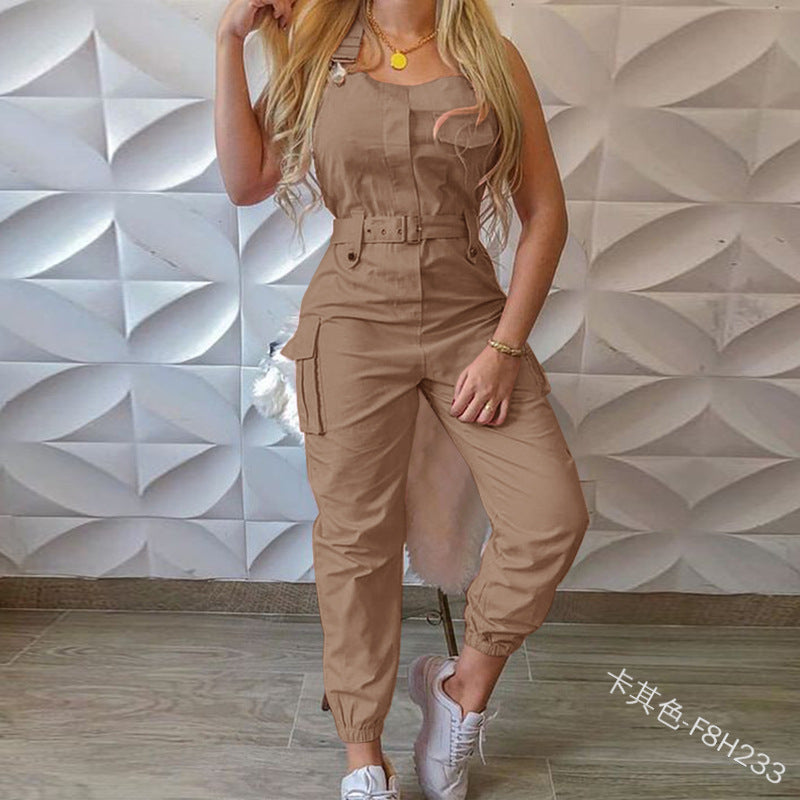 Femmes Vêtements de Travail Ceinture Sans Manches Jarretelles Simple Cheville Bandé Plus La Taille Combinaison