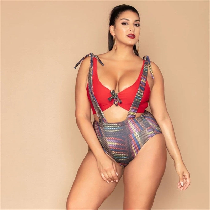 Maillot de bain fendu grande taille imprimé taille haute sangle maillot de bain plage Bikini veste survêtements