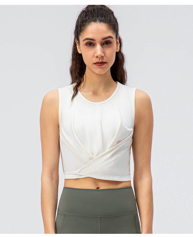 Spring Summer Women Fitness Vest High Waist Lace-up Ice Quick-Drying Exercise Top Sleeveless Yoga Vest