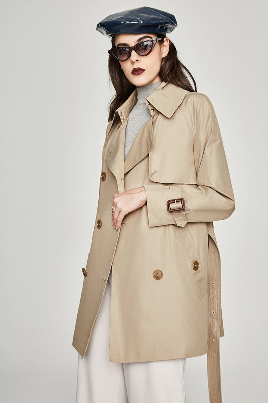 Trench Coat Women Mid-Length Chic Loose Little Trench Coat Women Chameleon