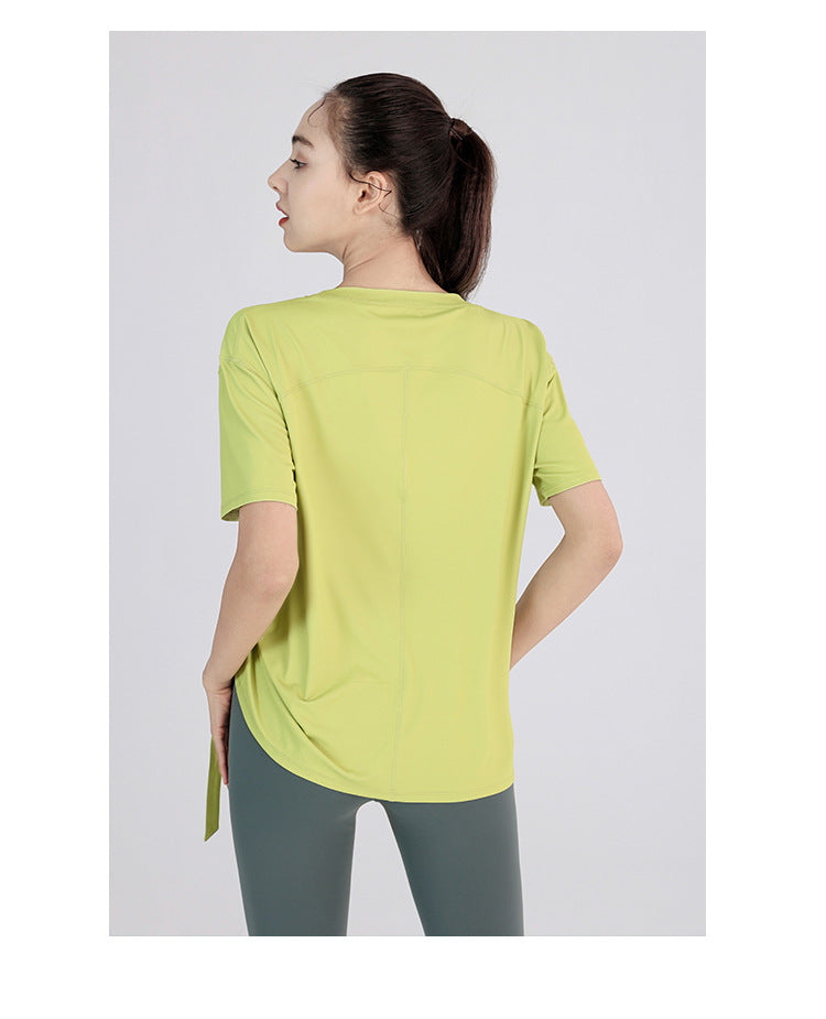 Yoga Clothes Women Spring Summer Short Sleeve Quick Drying Clothes T-shirt Slimming Internet Celebrity Workout Clothes Morning Running Loose Sports Top