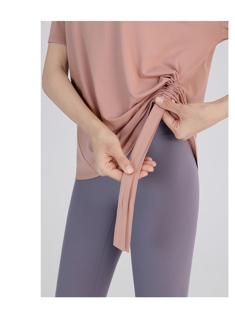 Yoga Clothes Women Spring Summer Short Sleeve Quick Drying Clothes T-shirt Slimming Internet Celebrity Workout Clothes Morning Running Loose Sports Top