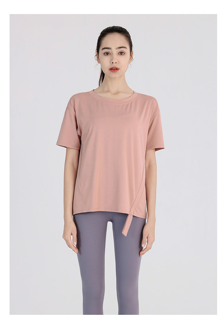 Yoga Clothes Women Spring Summer Short Sleeve Quick Drying Clothes T-shirt Slimming Internet Celebrity Workout Clothes Morning Running Loose Sports Top