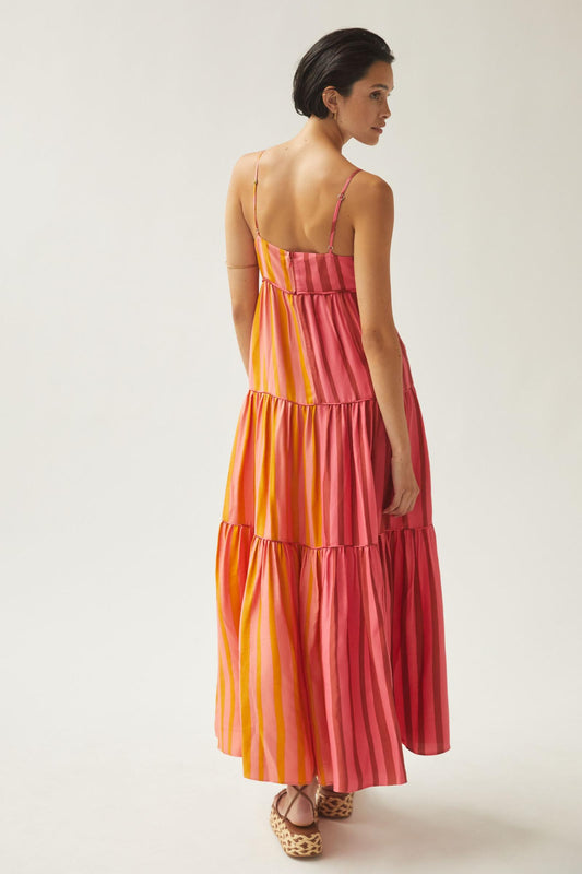 Robe à bretelles à rayures pour femmes de printemps