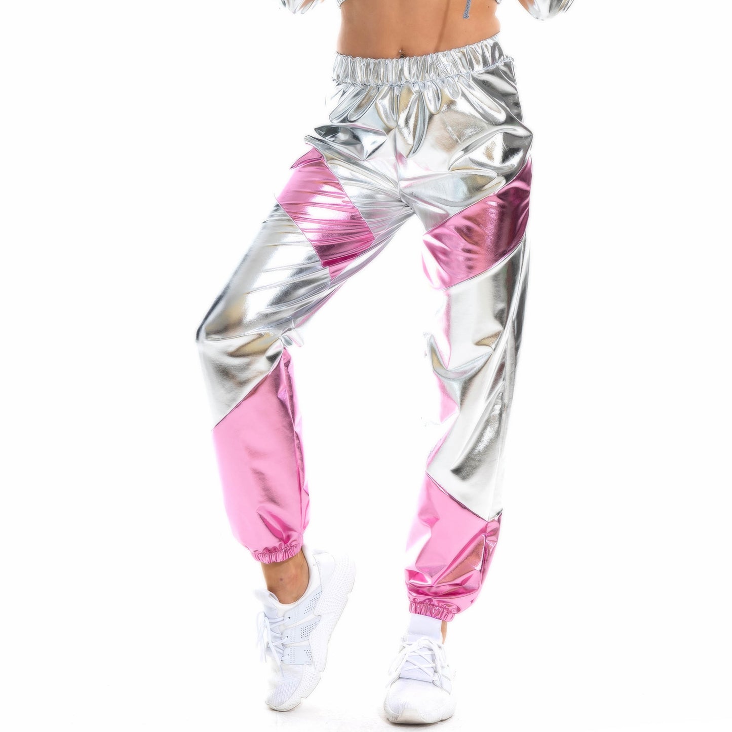 Trousers Women Bronzing Multi-Color Mosaic Pocket Loose Women Street Pants