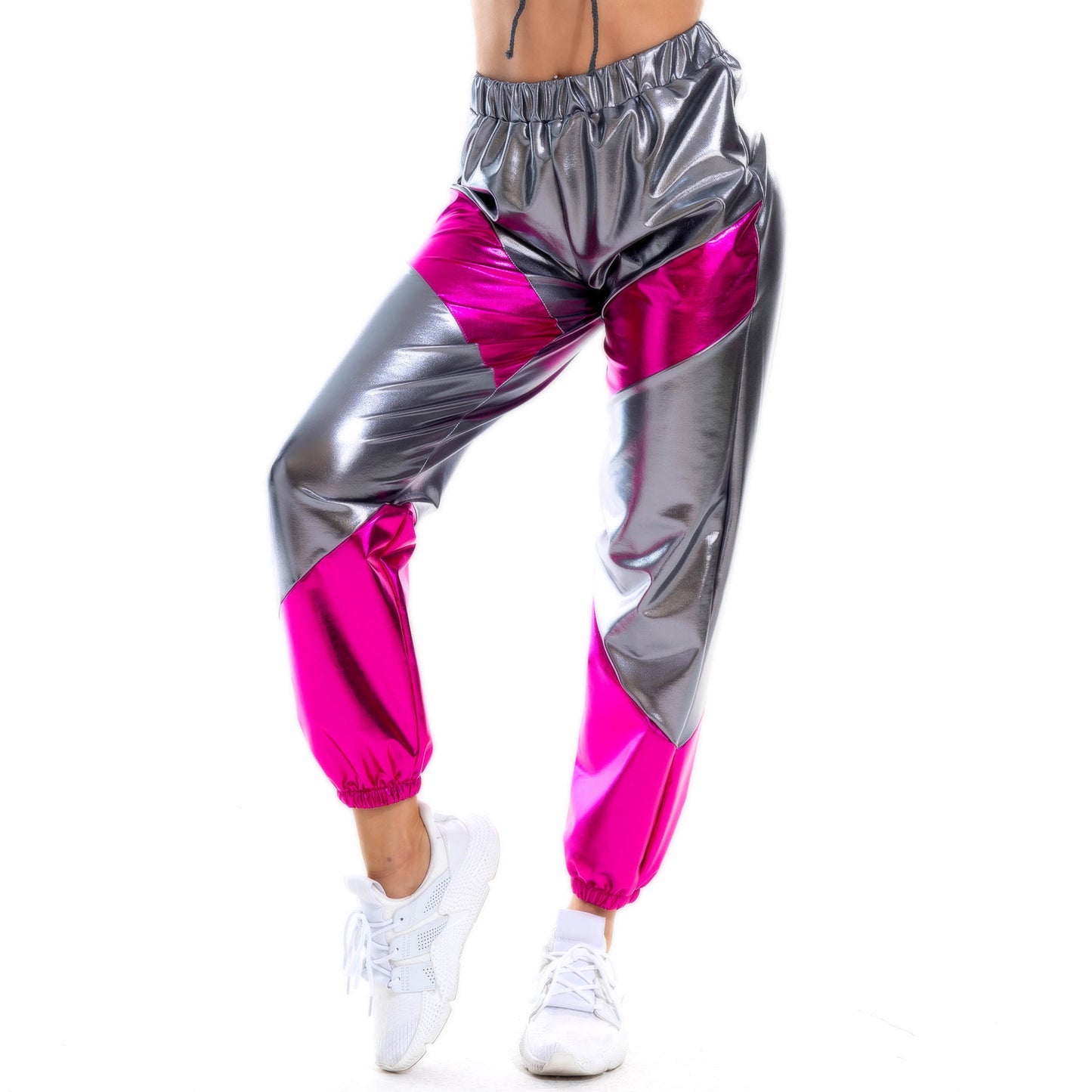 Trousers Women Bronzing Multi-Color Mosaic Pocket Loose Women Street Pants