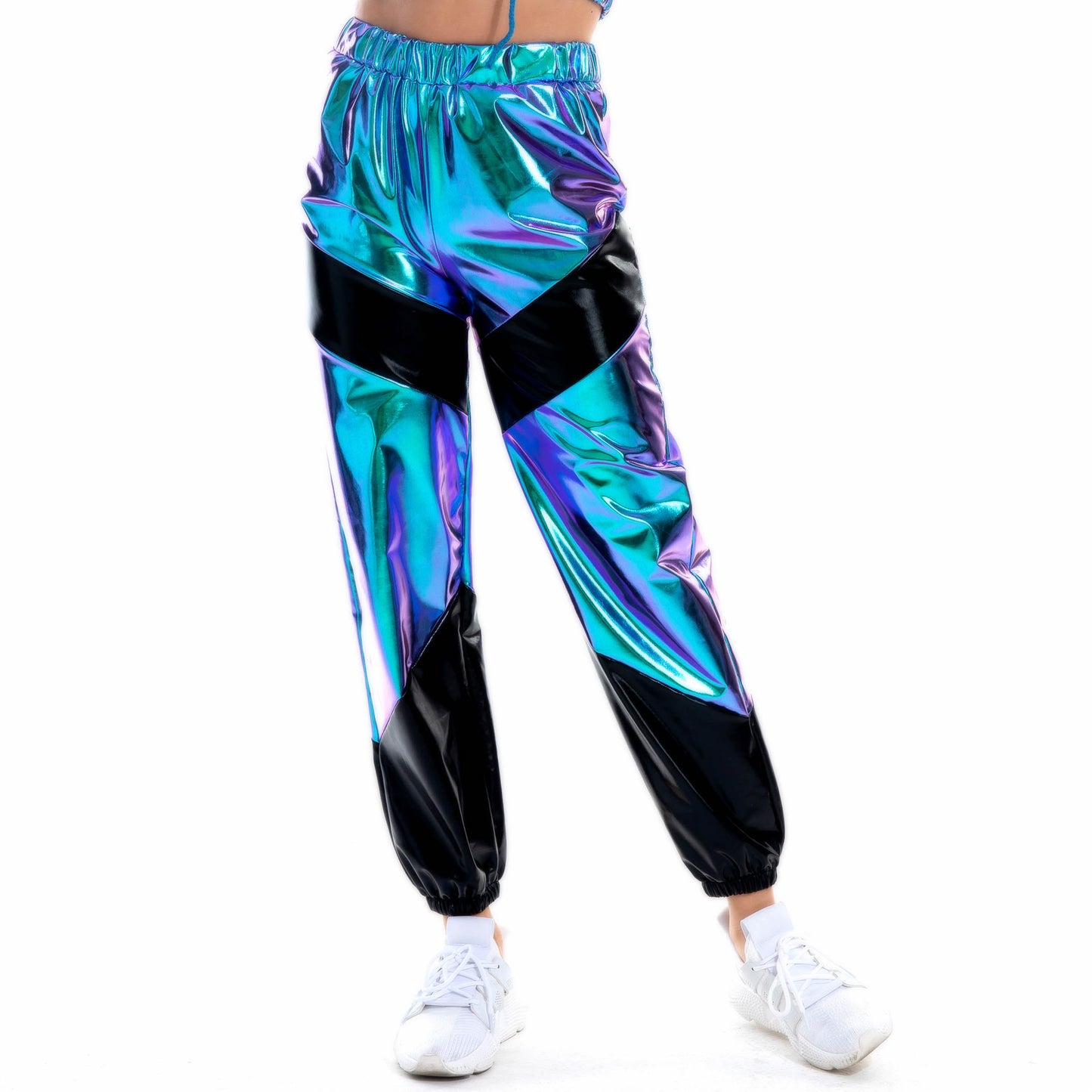 Trousers Women Bronzing Multi-Color Mosaic Pocket Loose Women Street Pants
