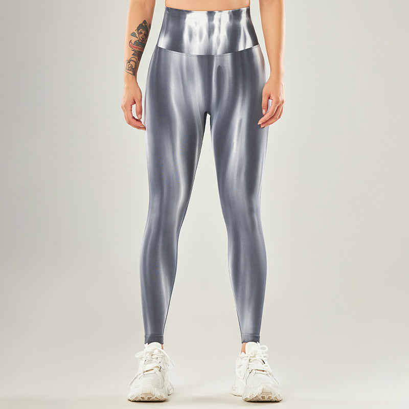 Tie Dye Yoga Pantalons Femmes Sans Couture Taille Haute Pêche Hanche Sport Leggings Serrés Vêtements Extérieurs