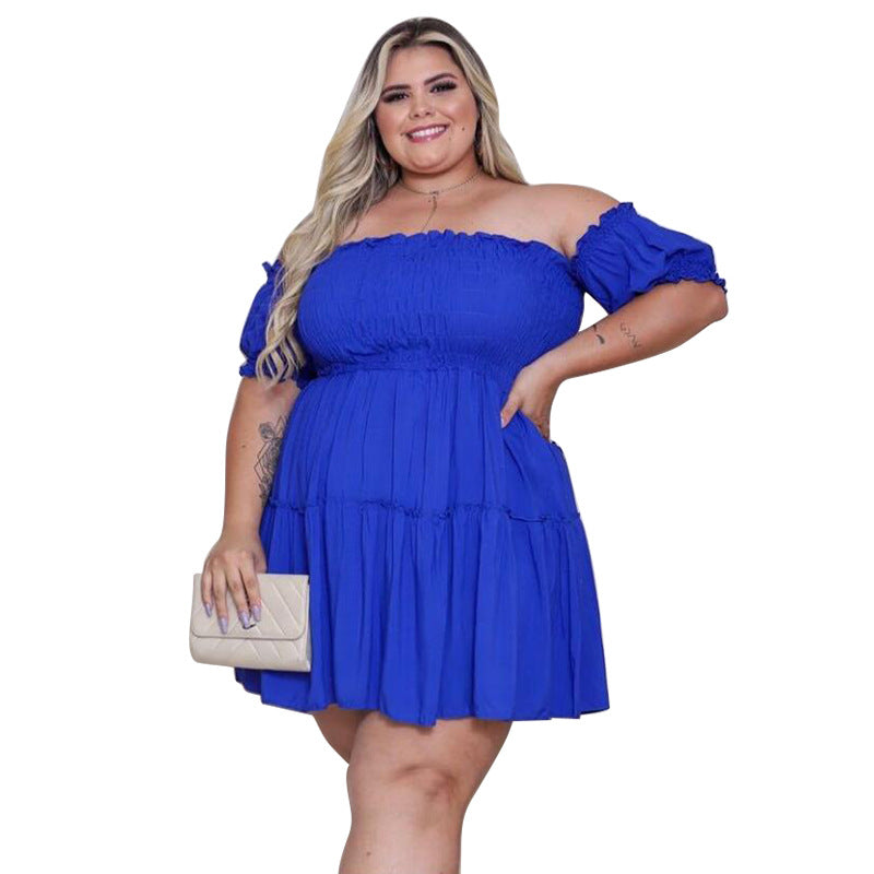 Plus Size Women Clothing Slimming Waist Irregular Asymmetric Dress for Women