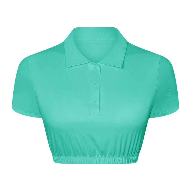 Water Cooled Cooling Wicking Sports Short Sleeve Women Shrink Hem with Chest Pad Quick Drying Breathable Polo Shirt