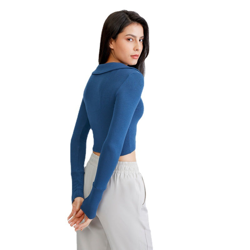 Short Sexy Cropped Sports Jacket Women Zipper Minceur Sport Jacket Long-Sleeved Top