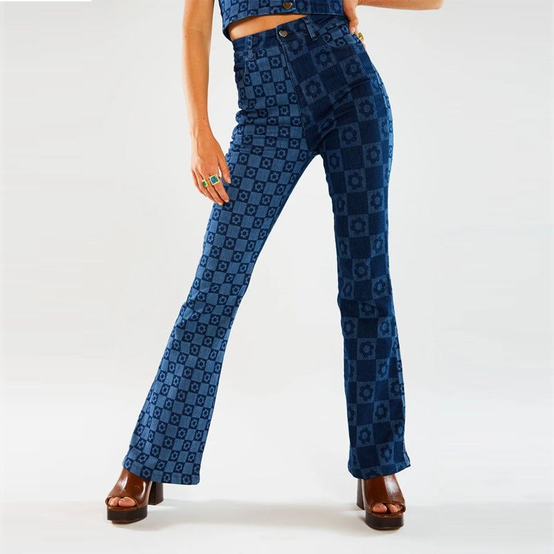 Jeans Slim Fit à jambe large et délavé pour femmes