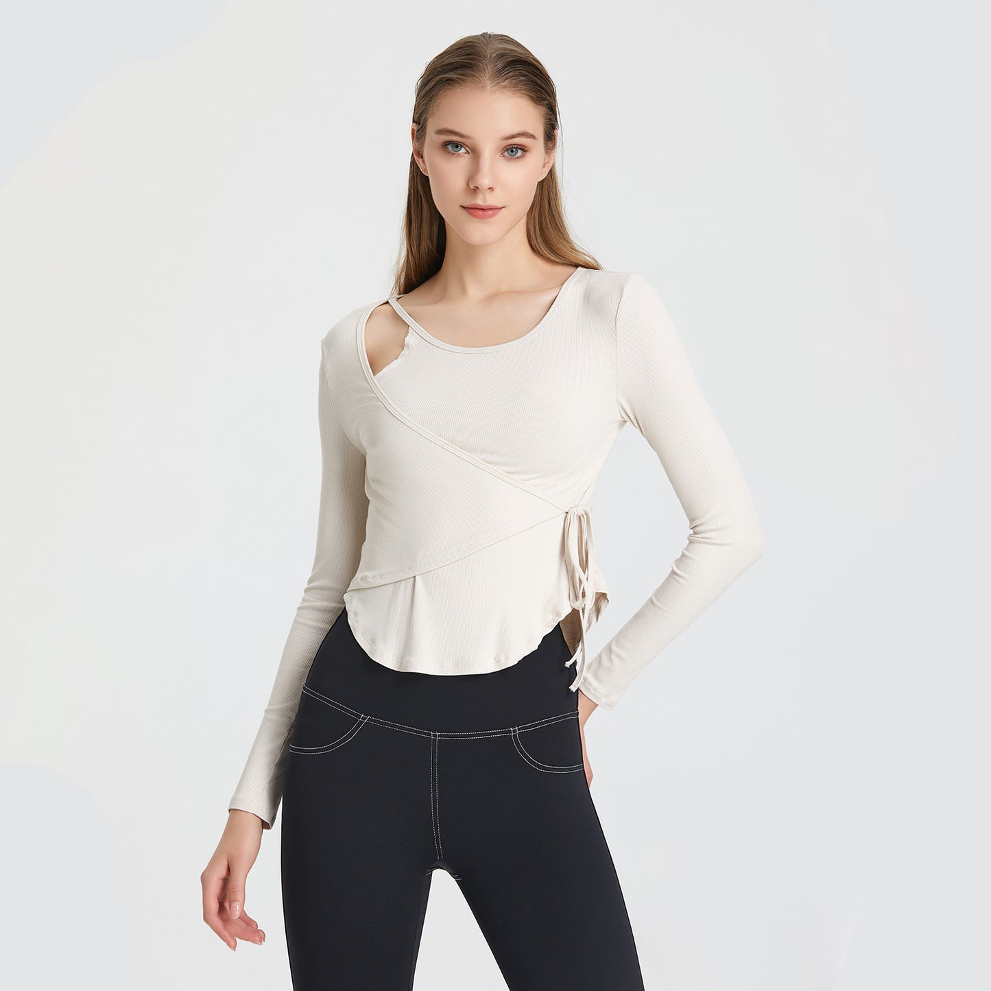 Lâche dentelle respirant sport Blouse femmes Yoga vêtements course séchage rapide vêtements formation à manches longues t-shirt vêtements d'entraînement haut