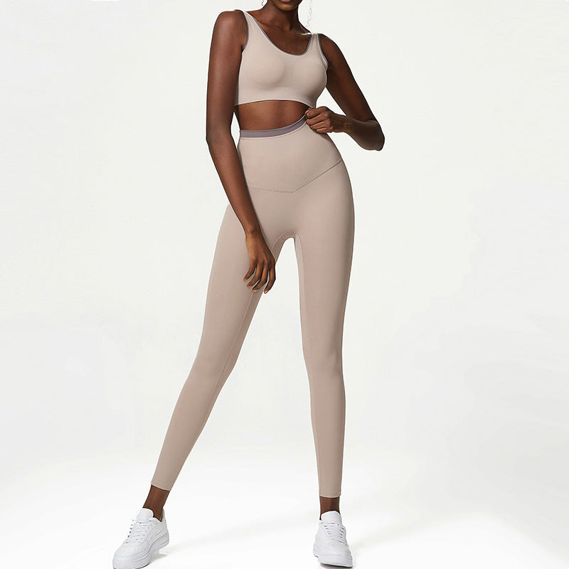 Seamless Nude Feel Yoga Suit Women Sportswear Suit Running Fitness Clothes Suit