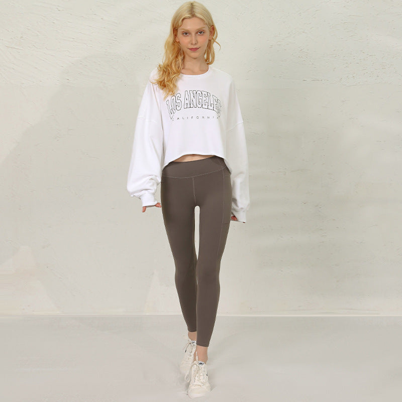 Pull court femmes vêtements coupe ample recadrée minceur à la mode imprimé rue veste manteau