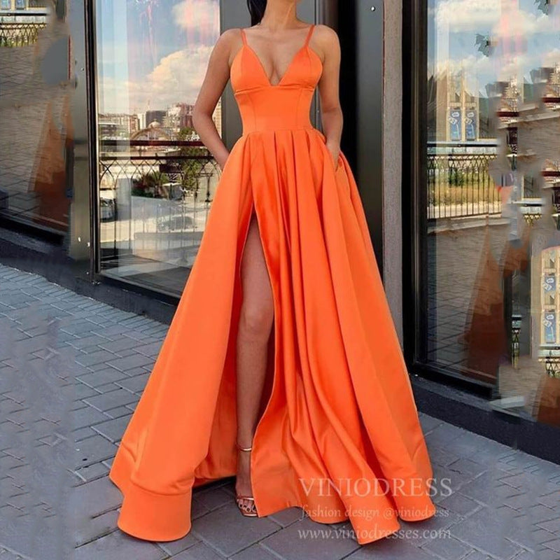 Robe de mariée en satin printemps nuptiale mariage bustier tubulaire minceur simple robe de banquet longueur au sol
