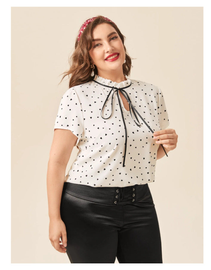 Plus Size Women Wear Bottoming Loose Oversized Short Sleeve Shirt