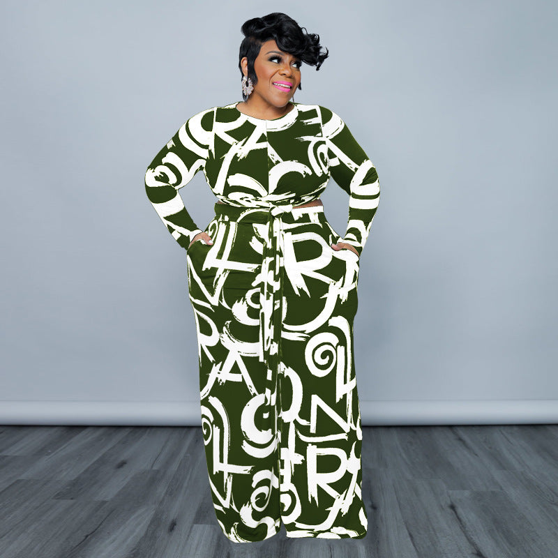 Plus Size Stretch Knitted Casual Set Women Two Piece Set