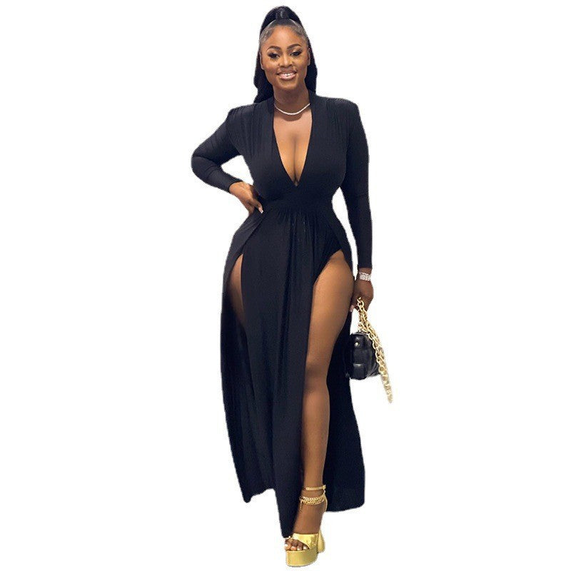 Plus Size V-Neck Sexy Stitching Party Dress Dress