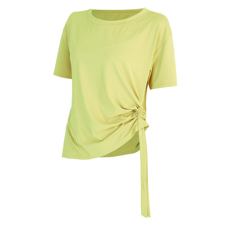 Yoga Clothes Women Spring Summer Short Sleeve Quick Drying Clothes T-shirt Slimming Internet Celebrity Workout Clothes Morning Running Loose Sports Top