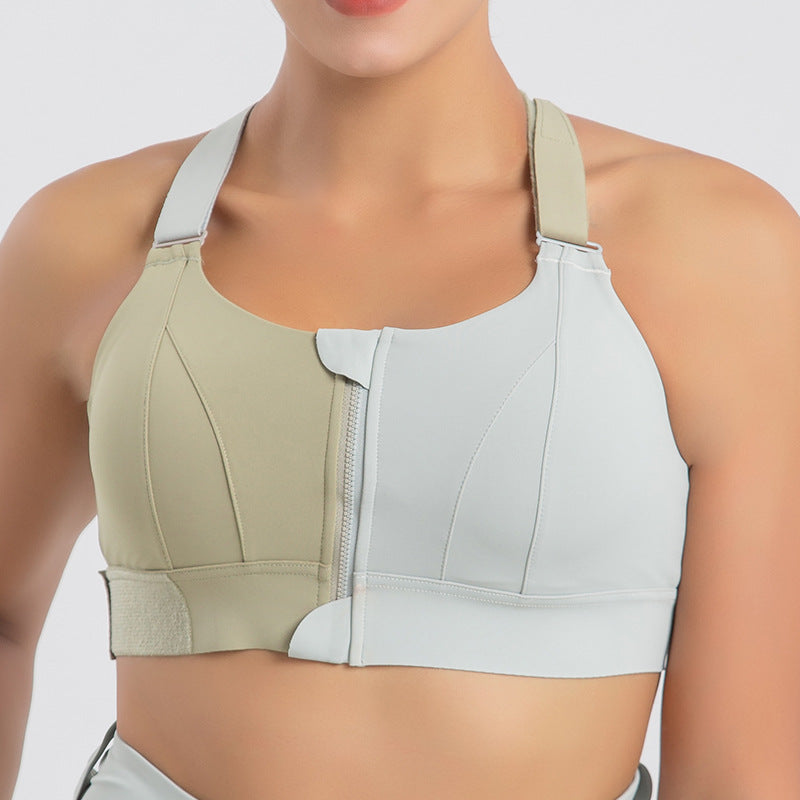 Criss Cross Back Velcro Sports Underwear Zipper Bandoulière réglable Soutien-gorge de course antichoc