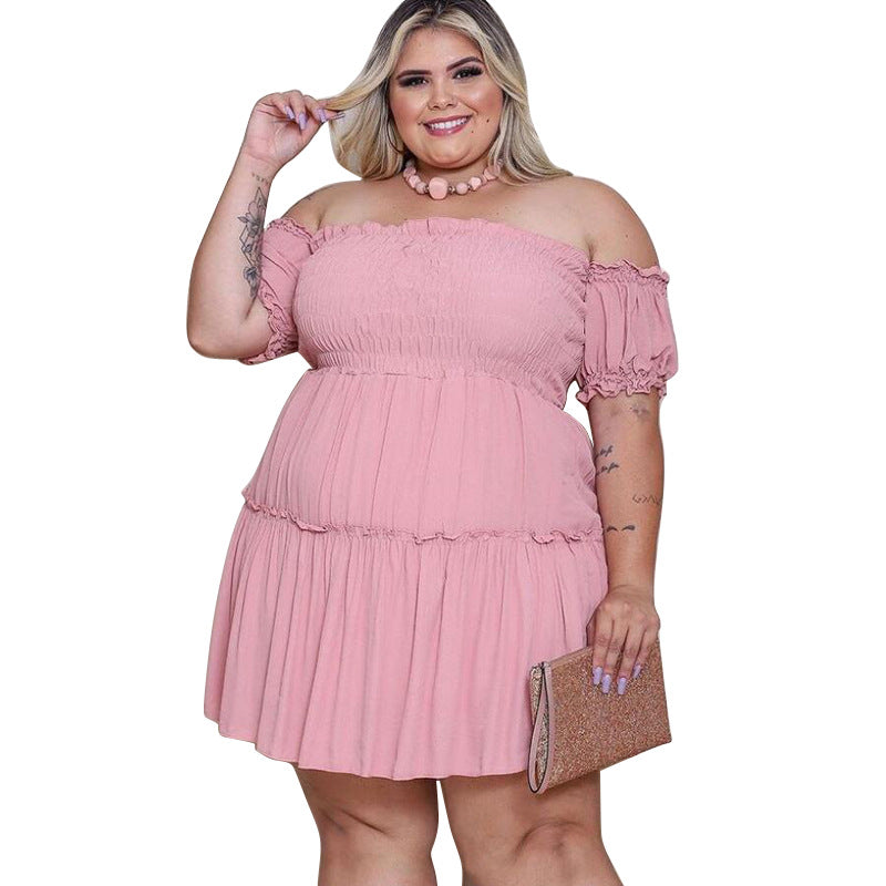 Plus Size Women Clothing Slimming Waist Irregular Asymmetric Dress for Women