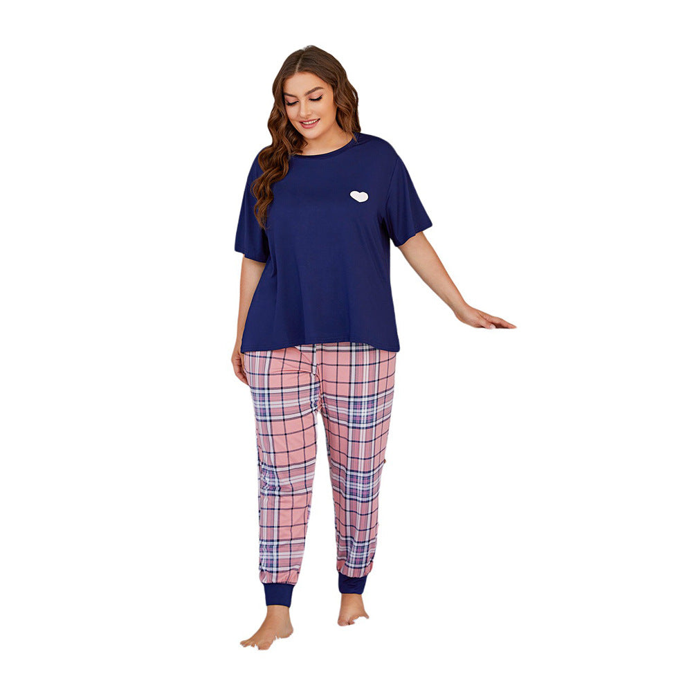 Pyjama deux pièces pour femme avec impression de cœur et pantalon à manches courtes