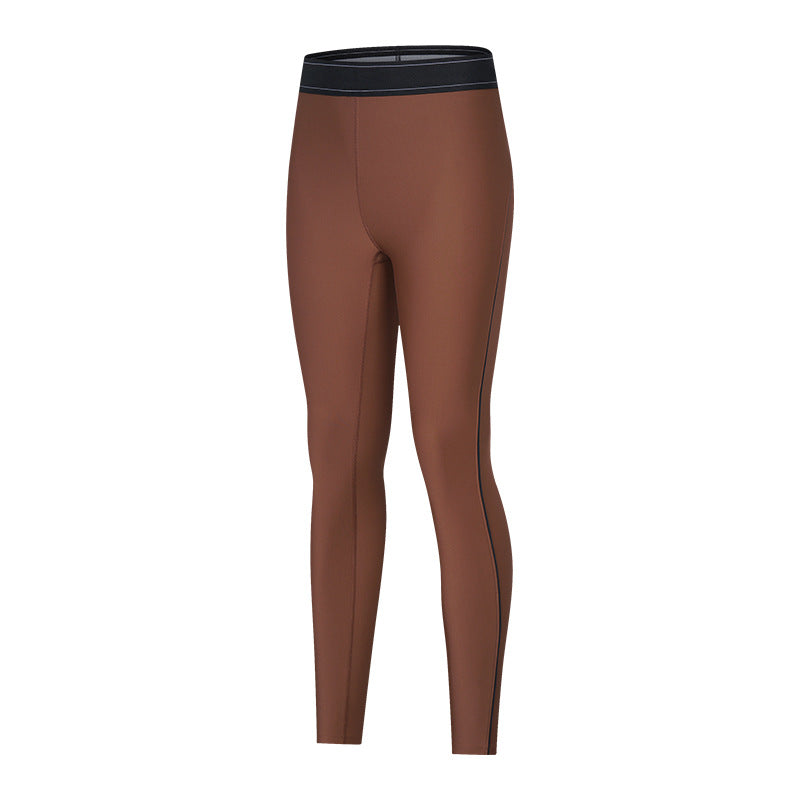 Contrast Color Elasticated Waist Sports Tights High Elastic Slim Slimming Training Fitness Yoga Pants Women