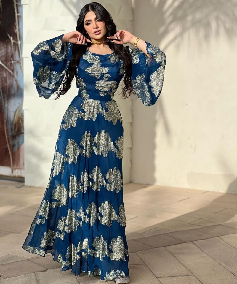 Robe de bal en mousseline de soie d'impression de bronze sexy de femmes de printemps d'été