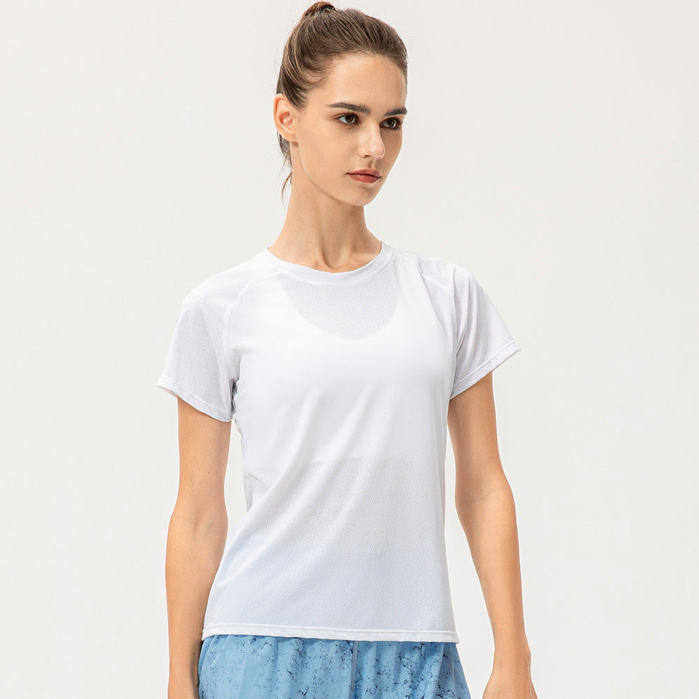 Women Summer Ice Feeling Quick Drying Yoga Short Sleeve Loose Casual Running Exercise T shirt Breathable Fitness Short Sleeve