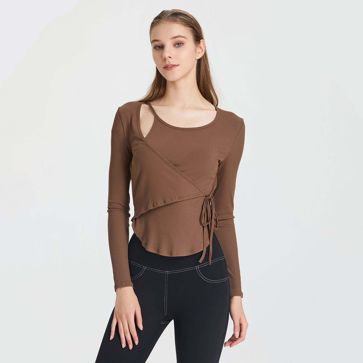 Lâche dentelle respirant sport Blouse femmes Yoga vêtements course séchage rapide vêtements formation à manches longues t-shirt vêtements d'entraînement haut