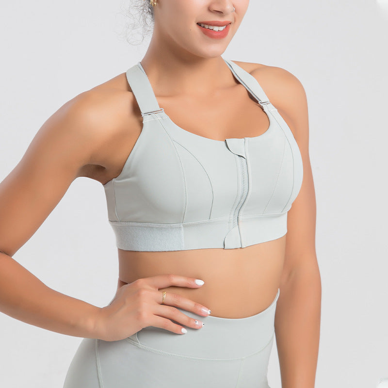 Criss Cross Back Velcro Sports Underwear Zipper Bandoulière réglable Soutien-gorge de course antichoc