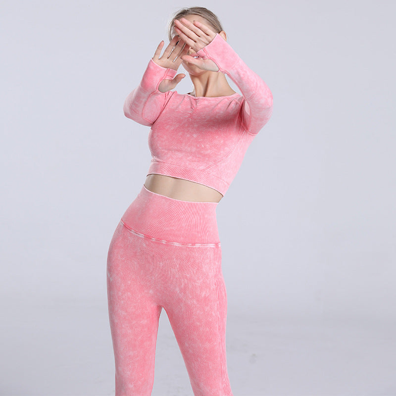Vêtements de yoga plissés à manches longues pour femmes