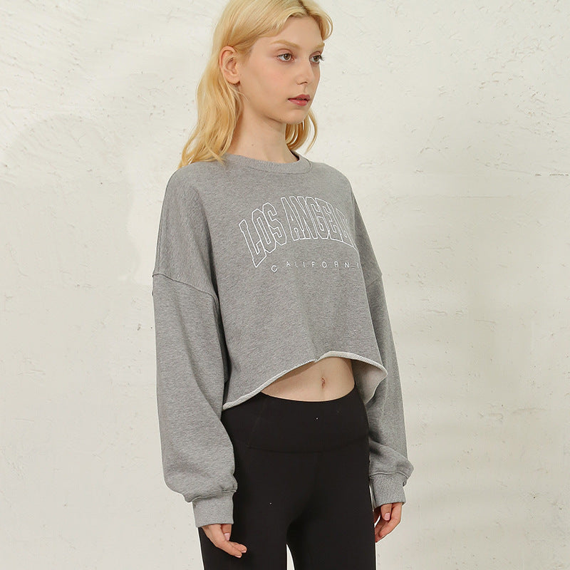 Pull court femmes vêtements coupe ample recadrée minceur à la mode imprimé rue veste manteau