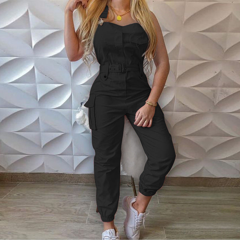 Femmes Vêtements de Travail Ceinture Sans Manches Jarretelles Simple Cheville Bandé Plus La Taille Combinaison