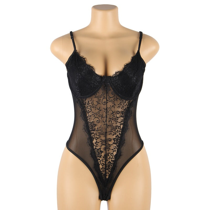 Plus Size Sexy Lingerie Sexy Jumpsuit Lace Seduction Sling Pyjamas