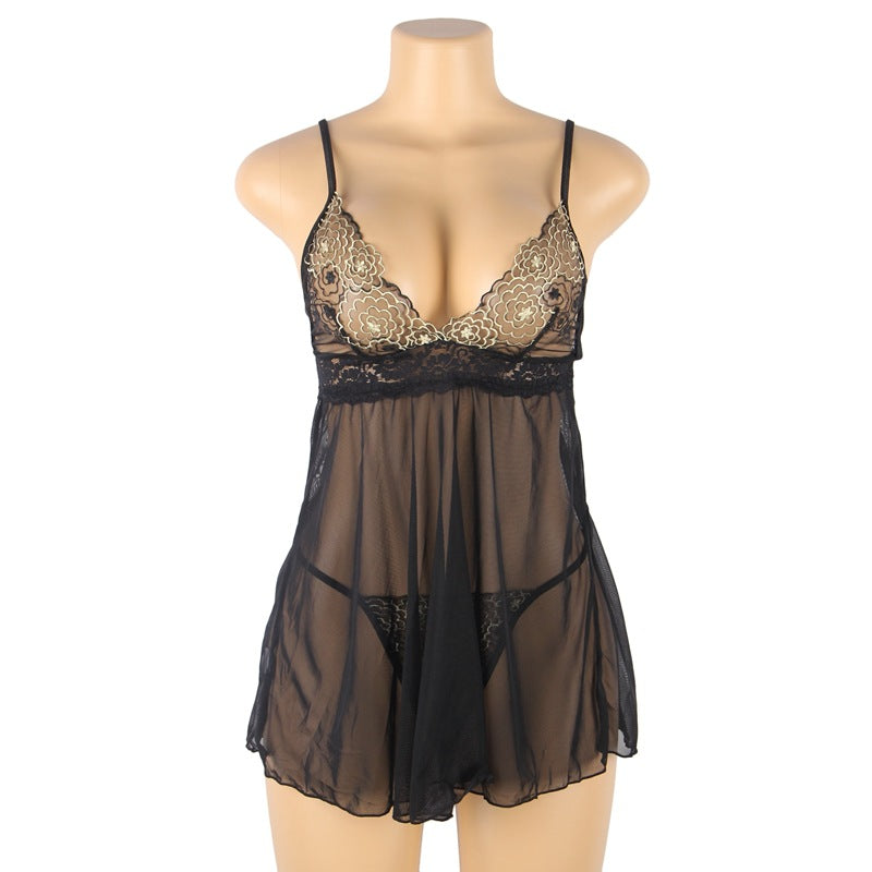 Plus Size Sexy Lingerie Sexy Sling Nightdress Lace Seduction Pajamas