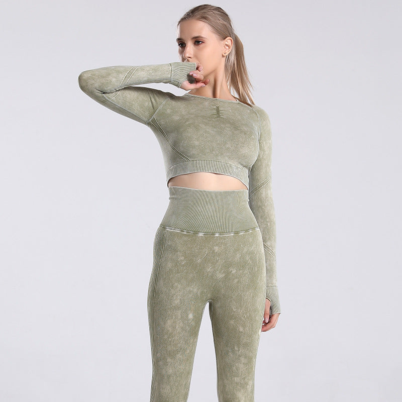 Vêtements de yoga plissés à manches longues pour femmes