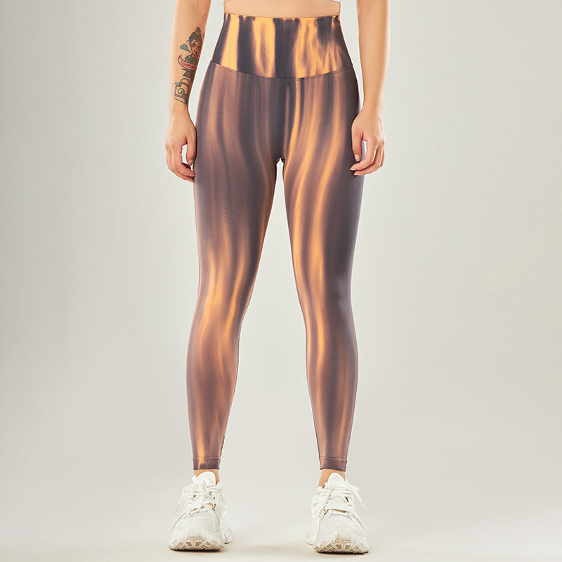 Tie Dye Yoga Pantalons Femmes Sans Couture Taille Haute Pêche Hanche Sport Leggings Serrés Vêtements Extérieurs