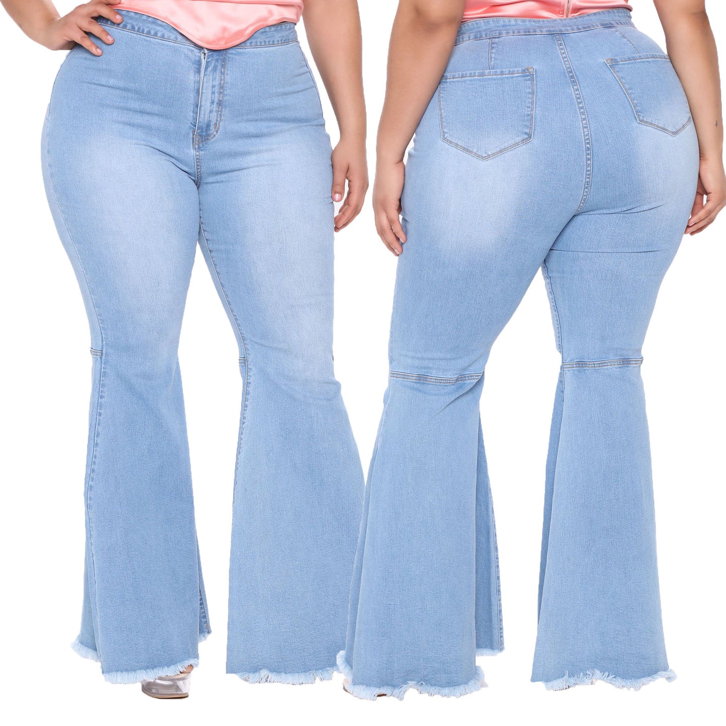 Plus Size Fashion Slim Wide Leg Flared Jeans