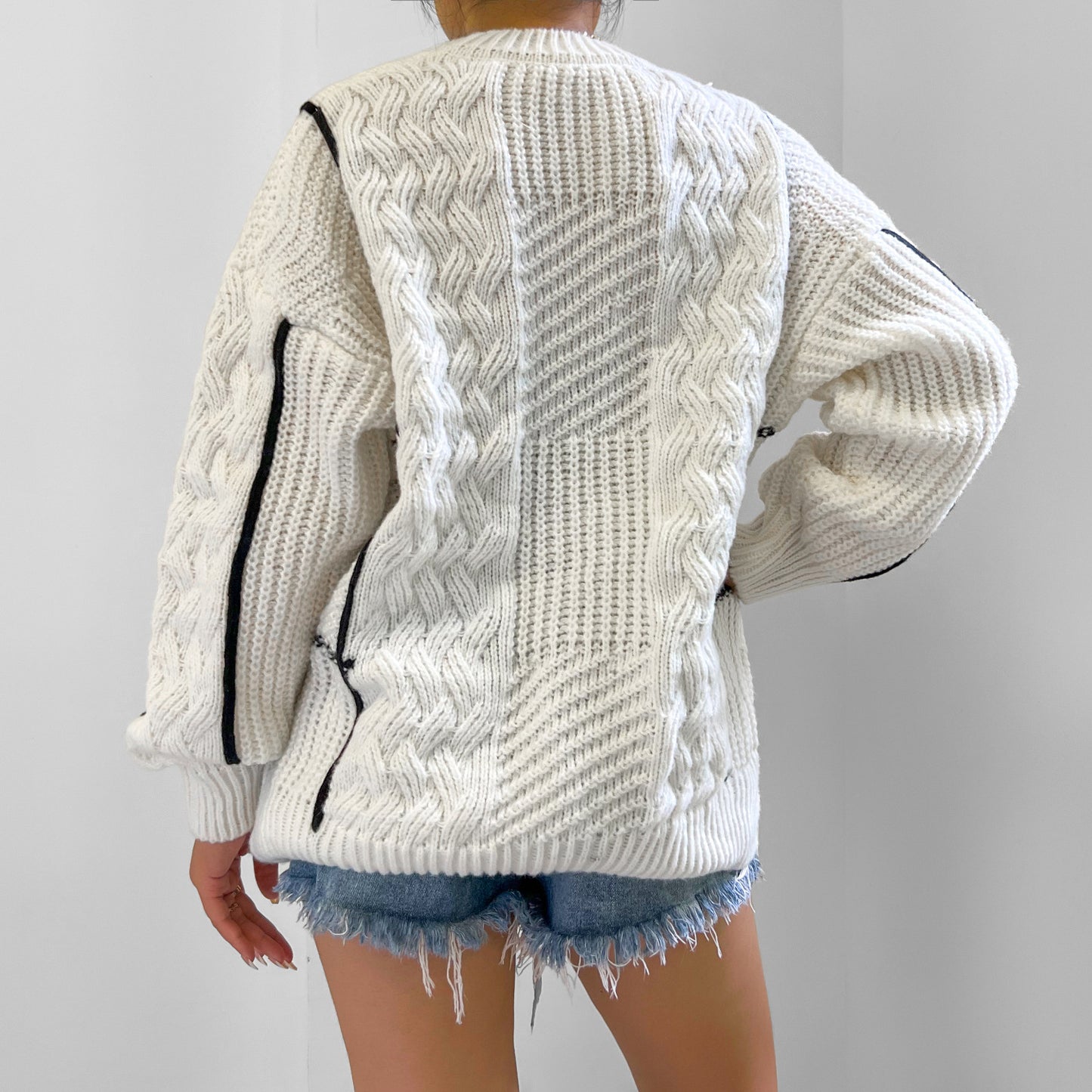 Women Clothing Autumn Winter round Neck Lantern Sleeve Sweater